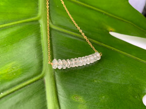 Clear Quartz Healing Crystal Gemstone Rondelle Gold Filled Necklace
