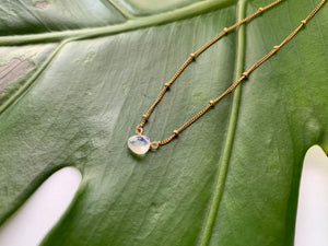 Dainty Moonstone Healing Crystal Gemstone Gold Filled Satellite Chain Necklace