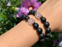 Load image into Gallery viewer, 8mm Black Onyx and Raw Lavender Kunzite Healing Crystal Bracelet
