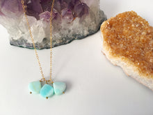 Load image into Gallery viewer, Dainty 3 Blue Peruvian Opal Gemstones Gold Filled Necklace