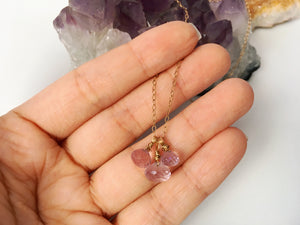 Dainty 3 Amethyst Healing Crystal Gemstones Gold Filled Necklace