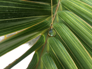 Dainty Green Amethyst Healing Crystal Gemstone Gold Filled Necklace