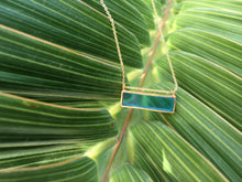 Load image into Gallery viewer, Gold Blue Topaz Bar Dainty Pendant Necklace