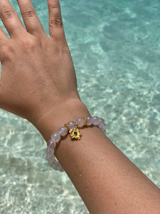 Angel Aura Quartz Healing Crystals Flower Charm Bracelet