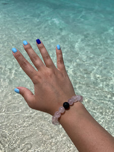 Rose Quartz Healing Crystals & Lava Bead Bracelet