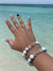 Howlite & Rose Quartz Healing Crystal Gemstone Bracelet
