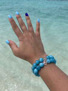 Aquamarine & Quartz Healing Crystal Gemstone Bracelet