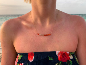 Multi-Gem: Citrine & Carnelian Rondelle Gold Filled Necklace