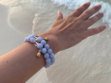 Load image into Gallery viewer, Blue Lace Agate &amp; Clear Quartz Healing Crystals Pineapple Charm Bracelet