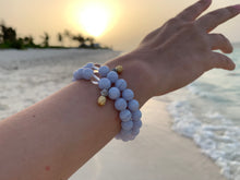 Load image into Gallery viewer, Blue Lace Agate &amp; Clear Quartz Healing Crystals Pineapple Charm Bracelet