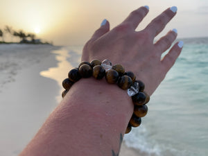 Tiger Eye & Herkimer Diamond Healing Crystals Bracelet