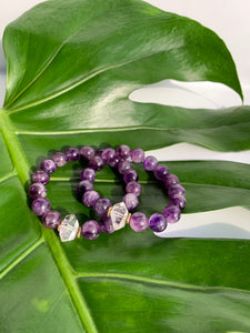 Amethyst and Herkimer Diamond Healing Crystal Bracelet