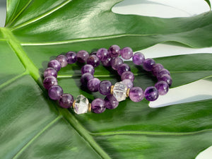 Amethyst and Herkimer Diamond Healing Crystal Bracelet