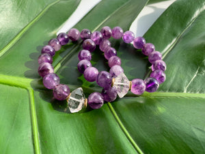 Amethyst and Herkimer Diamond Healing Crystal Bracelet