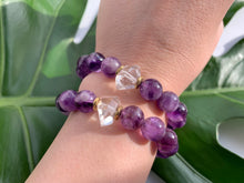 Load image into Gallery viewer, Amethyst and Herkimer Diamond Healing Crystal Bracelet
