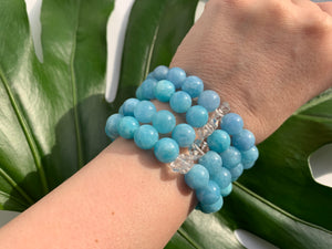 Aquamarine & Herkimer Diamond Healing Crystal Bracelet