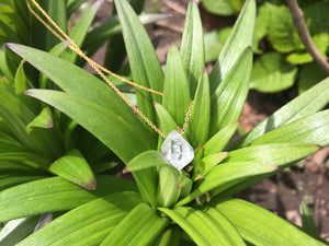 Double Terminated Herkimer Diamond Healing Crystal Gold Necklace 0.2