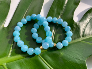 Aquamarine Healing Crystal Gemstone Gold Charm Bracelet