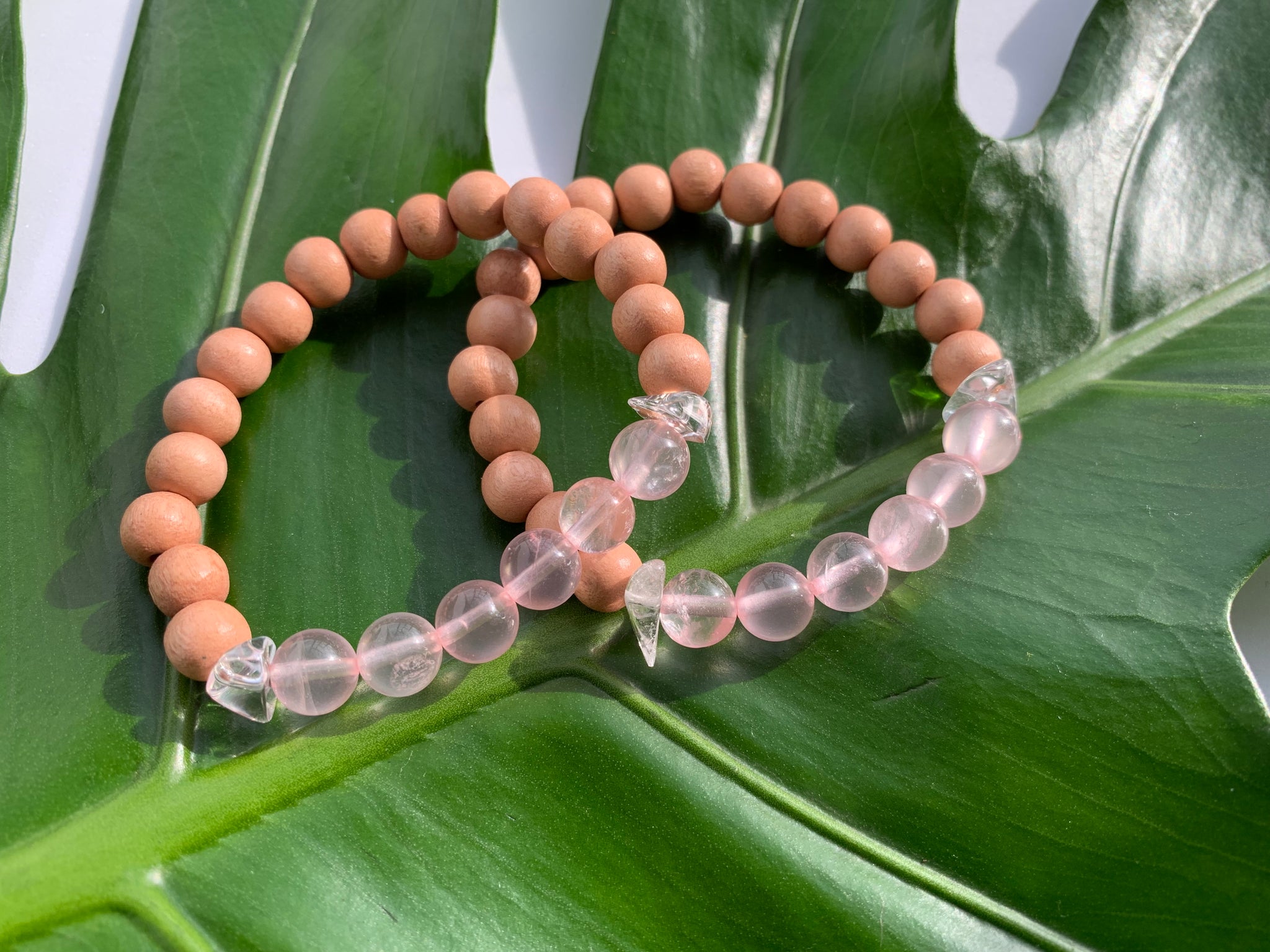 Rose Quartz Healing Crystal & Sandalwood Beads Bracelet – Moana