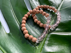 Rose Quartz Healing Crystal & Sandalwood Beads Bracelet