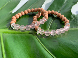 Rose Quartz Healing Crystal & Sandalwood Beads Bracelet