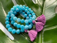 Load image into Gallery viewer, Aquamarine Healing Crystal Gemstone  &amp; Purple Tassel Bracelet
