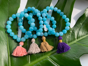 Aquamarine Healing Crystal Gemstone & Tassel Bracelet