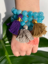 Load image into Gallery viewer, Aquamarine Healing Crystal Gemstone &amp; Tassel Bracelet
