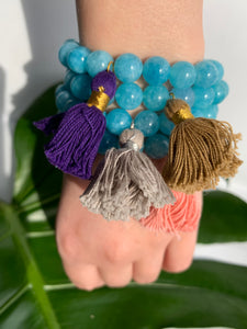 Aquamarine Healing Crystal Gemstone & Tassel Bracelet