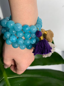 Aquamarine Healing Crystal Gemstone & Tassel Bracelet