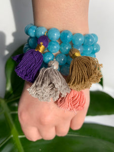 Aquamarine Healing Crystal Gemstone & Tassel Bracelet