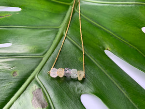 Multi-Gem: Citrine, Purple Amethyst, Quartz, Rose Quartz Gold Plated Necklace