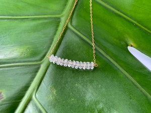 Clear Quartz Healing Crystal Gemstone Rondelle Gold Filled Necklace