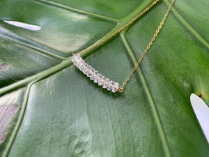Clear Quartz Healing Crystal Gemstone Rondelle Gold Filled Necklace