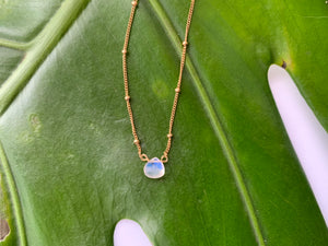 Dainty Moonstone Healing Crystal Gemstone Gold Filled Satellite Chain Necklace