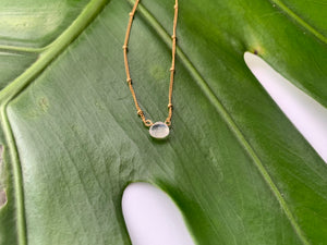 Dainty Moonstone Healing Crystal Gemstone Gold Filled Satellite Chain Necklace