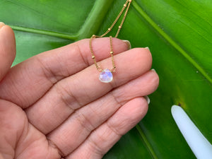 Dainty Moonstone Healing Crystal Gemstone Gold Filled Satellite Chain Necklace