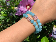 Load image into Gallery viewer, 8mm Aquamarine and Raw Lavender Kunzite Healing Crystal Bracelet