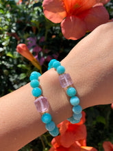 Load image into Gallery viewer, 8mm Amazonite and Raw Lavender Kunzite Healing Crystal Bracelet