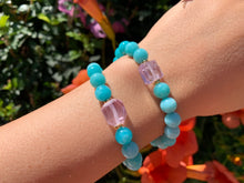 Load image into Gallery viewer, 8mm Amazonite and Raw Lavender Kunzite Healing Crystal Bracelet
