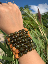 Load image into Gallery viewer, 10mm Green Garnet Healing Crystal Gemstone &amp; Sandalwood Bead Bracelet
