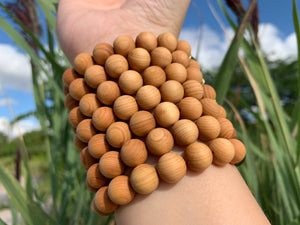 10mm Green Garnet Healing Crystal Gemstone & Sandalwood Bead Bracelet
