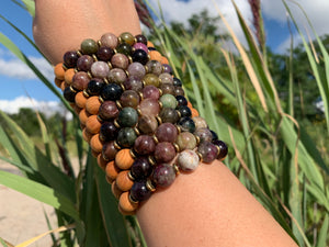 10mm Tourmaline Healing Crystal Gemstone & Sandalwood Bead Bracelet