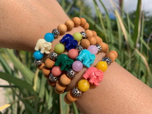 8mm Jade Sandalwood Elephant Good Luck Charm Bracelet