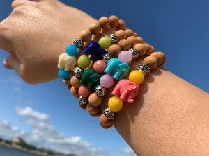 8mm Jade Sandalwood Elephant Good Luck Charm Bracelet