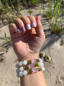 Kunzite Moonstone Peridot Healing Crystal Bracelet
