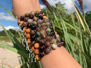 10mm Tourmaline Healing Crystal Gemstone & Sandalwood Bead Bracelet