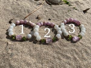 Kunzite Moonstone Peridot Healing Crystal Bracelet