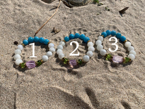 Raw Kunzite Dark Aquamarine Moonstone Peridot Healing Crystal Bracelet