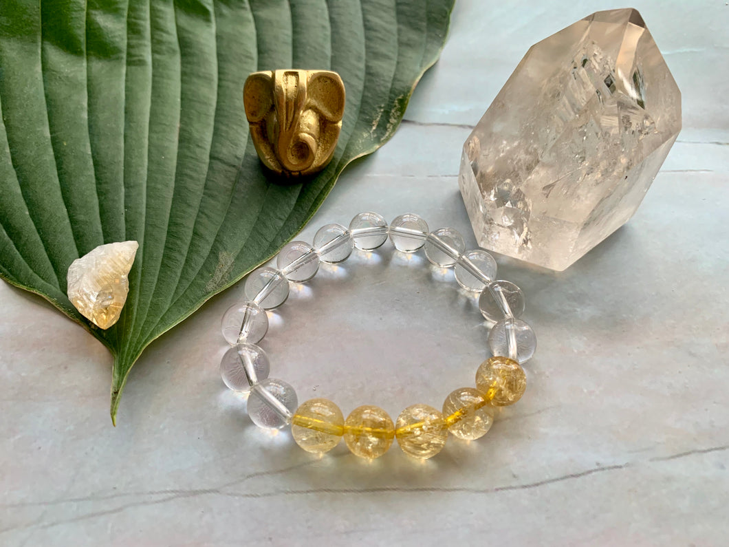 Citrine and Quartz Gemstone Healing Crystal Bracelet